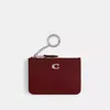 Coach Mini Skinny Id Case In Silver/dark Ruby