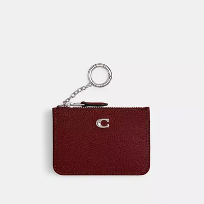 Coach Mini Skinny Id Case In Silver/dark Ruby