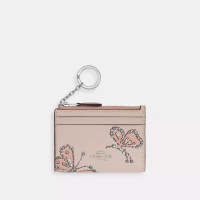 Coach Mini Skinny Id Case With Butterfly Print In Pink