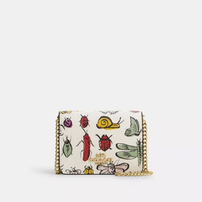 Coach Mini Wallet On A Chain With Creature Print In White