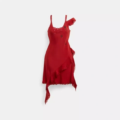 Coach Mini Ruffle Dress In Red