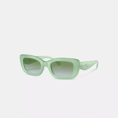 Coach Pillow Tabby Narrow Rectangle Sunglasses In Mint