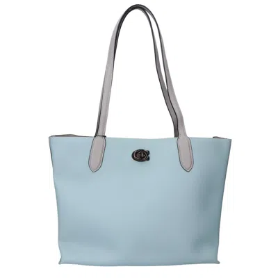 Pre-owned Coach Mint Blue Leather Tote Bag ()