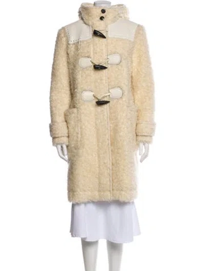 Pre-owned Coach Mohair Faux Fur Coat In Neutral