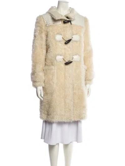 Pre-owned Coach Mohair Faux Fur Coat In Neutral