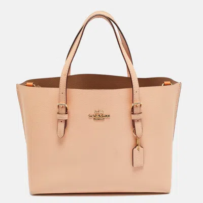 Pre-owned Coach Mollie 25 Orange Leather Tote