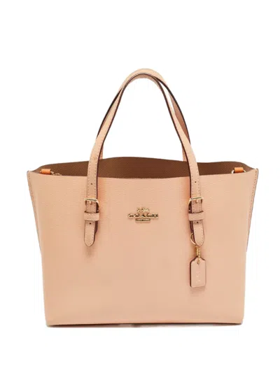 Pre-owned Coach Mollie Adjustable Handle Leather Tote Bag In Orange