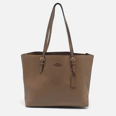 Pre-owned Coach Mollie Beige Leather Shopper Tote