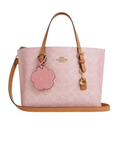 Coach Mollie Tote Bag 25 In Signature Canvas With Charms In Pink