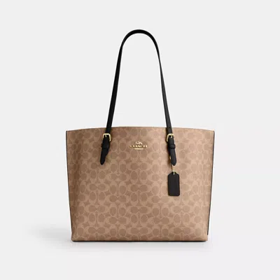 Coach Mollie Tote Bag In Signature Canvas In Beige