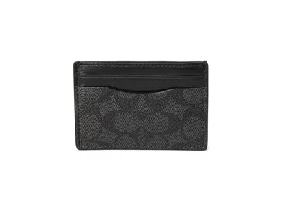 Coach Money Clip Card Case In Signature Canvas Wallet Handbags Charcoal: One Size In Black
