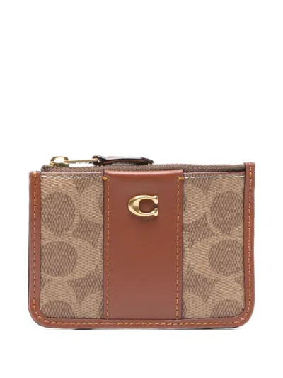 Coach Monogram Card Case In Brown