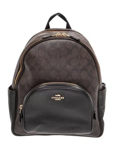 Pre-owned Coach Monogram Court Backpack In Black/brown