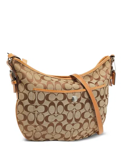 Pre-owned Coach Monogram Cross Body Bag In Neutral