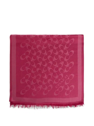 Coach Monogram Frayed Scarf In Multi