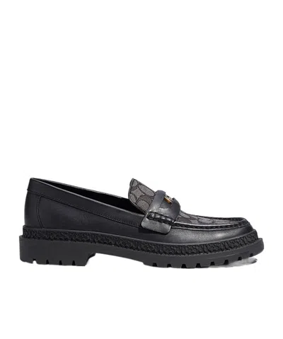 Coach Monogram Jacquard Loafers In Black