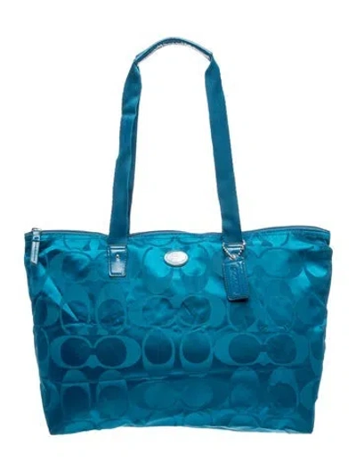 Pre-owned Coach Monogram Minaudière In Blue