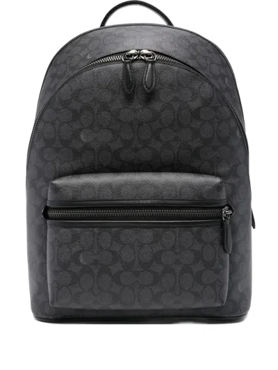 Coach Monogram-print Adjustable Backpack In Gray