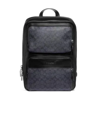 Coach Monogram-print Leather Backpack In Black