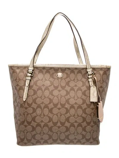 Pre-owned Coach Monogram Shoulder Bag In Brown