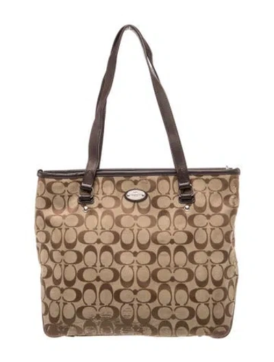 Pre-owned Coach Monogram Shoulder Bag In Neutrals