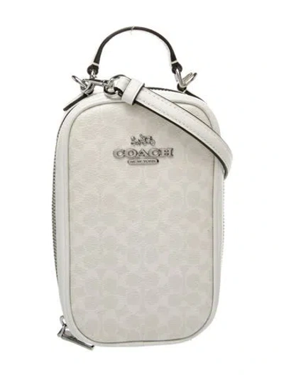 Pre-owned Coach Monogram Shoulder Bag In White