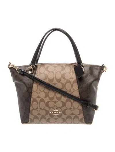Pre-owned Coach Monogram Top Handle Bag In Brown