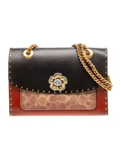 Pre-owned Coach Monogram Top Handle Bag In Brown