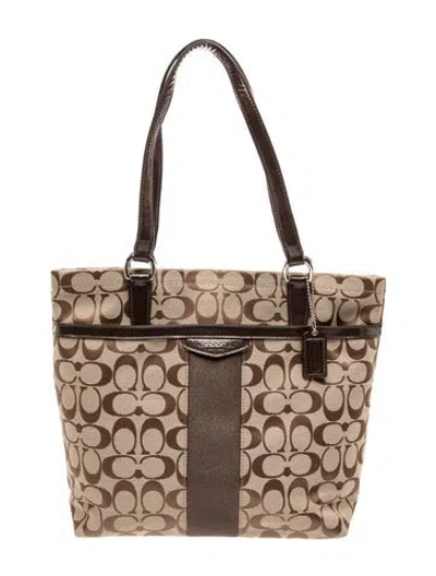 Pre-owned Coach Monogram Top Handle Bag In Brown