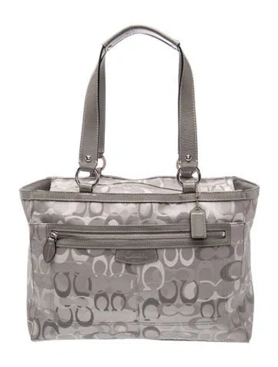 Pre-owned Coach Monogram Top Handle Bag In Gray