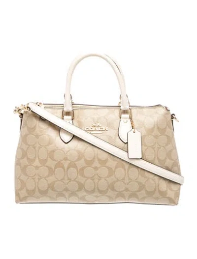 Pre-owned Coach Monogram Top Handle Bag In Neutral
