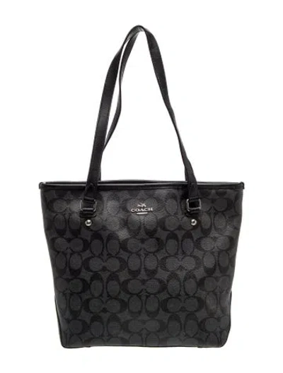 Pre-owned Coach Monogram Tote In Black