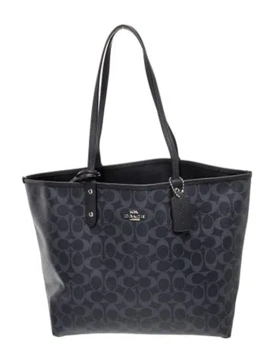 Pre-owned Coach Monogram Tote In Blue