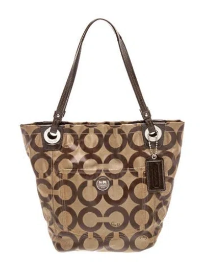 Pre-owned Coach Monogram Tote In Brown