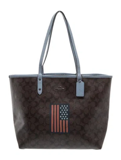 Pre-owned Coach Monogram Tote In Brown