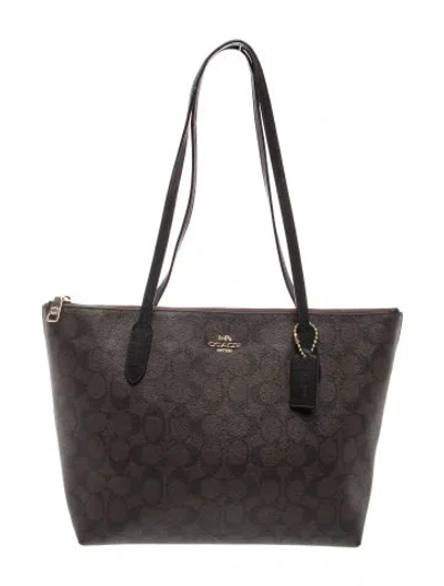 Pre-owned Coach Monogram Tote In Brown