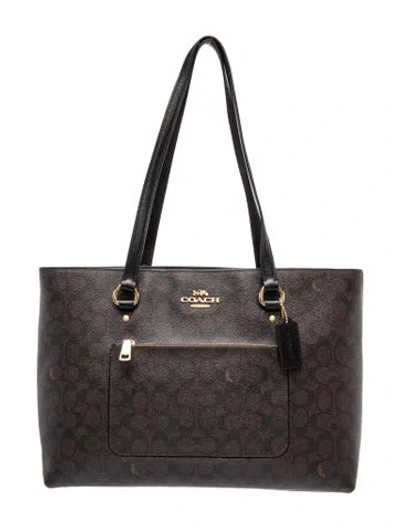 Pre-owned Coach Monogram Tote In Brown