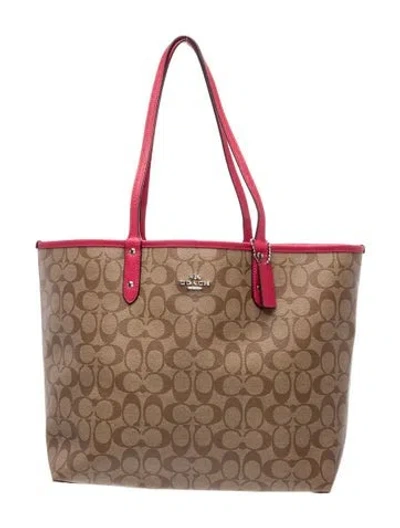 Pre-owned Coach Monogram Tote In Brown
