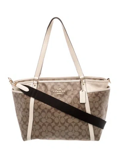 Pre-owned Coach Monogram Tote In Brown