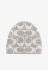 Coach Monogram Wool-blend Beanie In Gray