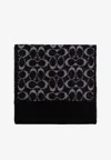 Coach Monogram Wool-blend Scarf In Black