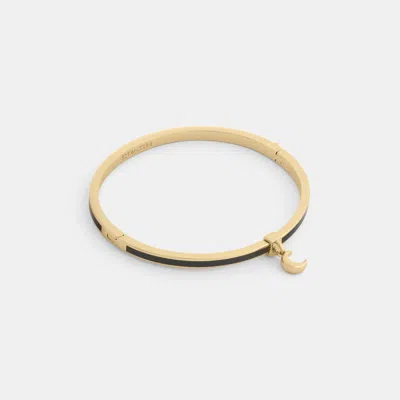Coach Moon Charm Enamel Thin Hinged Bangle In Gold/black