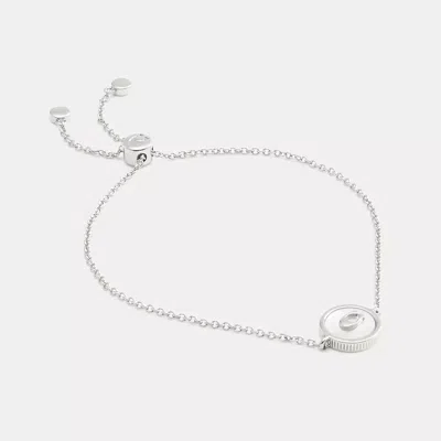 Coach Mother Of Pearl Signature Coin Slider Bracelet In Metallic