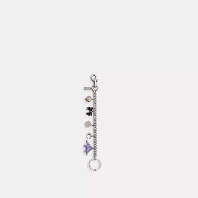 Coach Motif Chain Bag Charm In Silver/multi