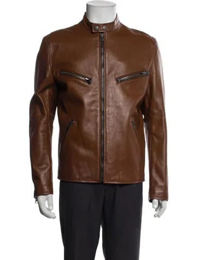 Pre-owned Coach Moto Jacket In Brown