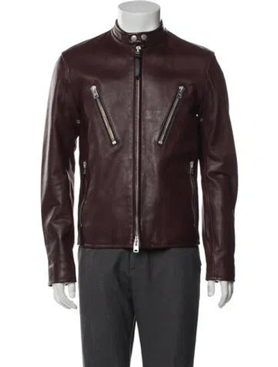 Pre-owned Coach Moto Jacket In Burgundy