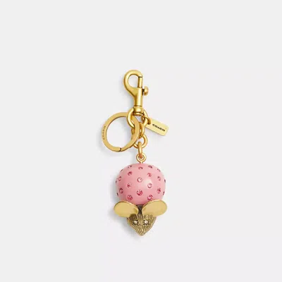 Coach Mouse Bag Charm In Brass/pink Multi