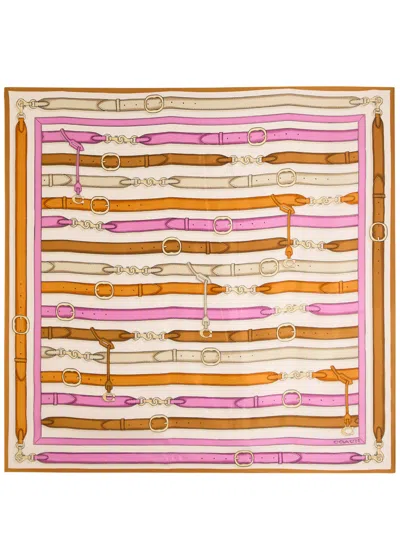 Coach Multi Belt Printed Silk Scarf