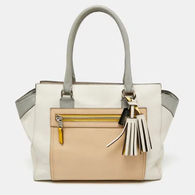 Coach Multicolor Leather Legacy Candace Tote In Beige