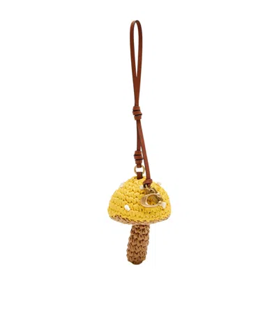 Coach Mushroom-shaped Straw Bag Charm In Brown